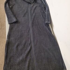 Calvin Klein Black Ribbed Sweater Dress Zip Front Black Large